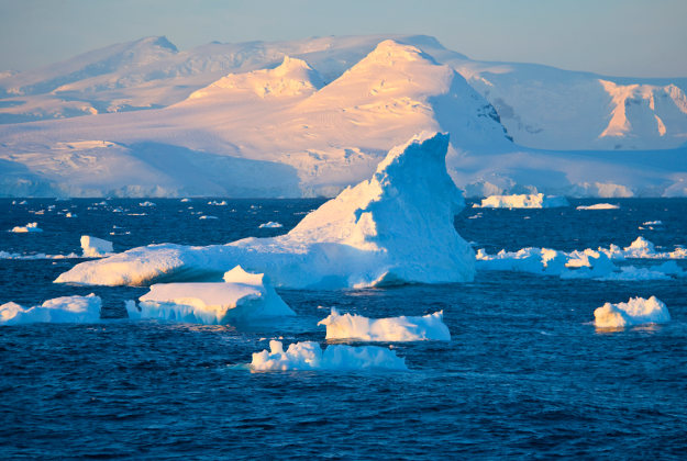 Icebergs floating of Antarctic Peninsula.